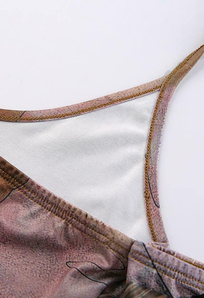 Y2K Aesthetic Printed Halter Crop Cami Top - Coquette & Grunge Style for Women Y2K Aesthetic Printed Halter Crop Cami Top - Coquette & Grunge Style for Women