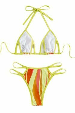 Y2K Aesthetic Printed Halter Swimsuit for Niche Women Fashion