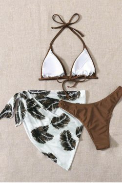 Y2K Aesthetic Printed Strap Three-Piece Set Bikini