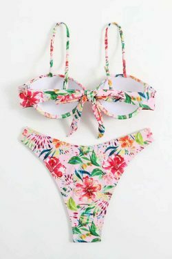 Y2K Aesthetic Printed Swimsuit with Small Chest Gathered Detail