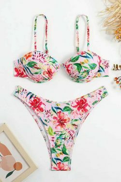 Y2K Aesthetic Printed Swimsuit with Small Chest Gathered Detail