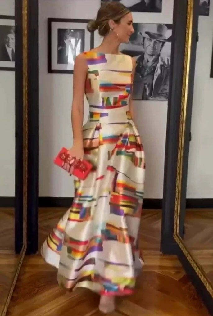 Y2K Aesthetic Printed Waist Sleeveless Dress for Women - Coquette & Grunge Style Fashion Y2K Aesthetic Printed Waist Sleeveless Dress for Women - Coquette & Grunge Style Fashion