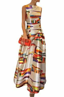 Y2K Aesthetic Printed Waist Sleeveless Dress for Women - Coquette & Grunge Style Fashion