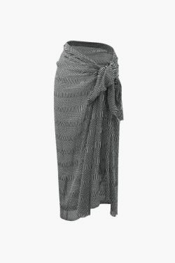 Y2K Aesthetic Printed Wrap Sarong Cover Up - Coquette Grunge Fashion & Pastel Goth Vibes