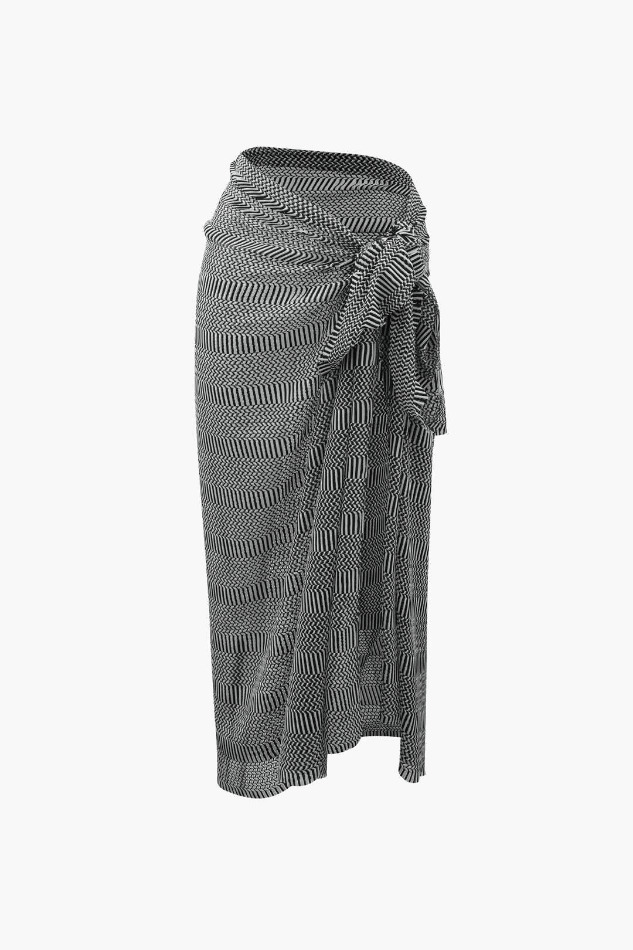 Y2K Aesthetic Printed Wrap Sarong Cover Up - Coquette Grunge Fashion & Pastel Goth Vibes