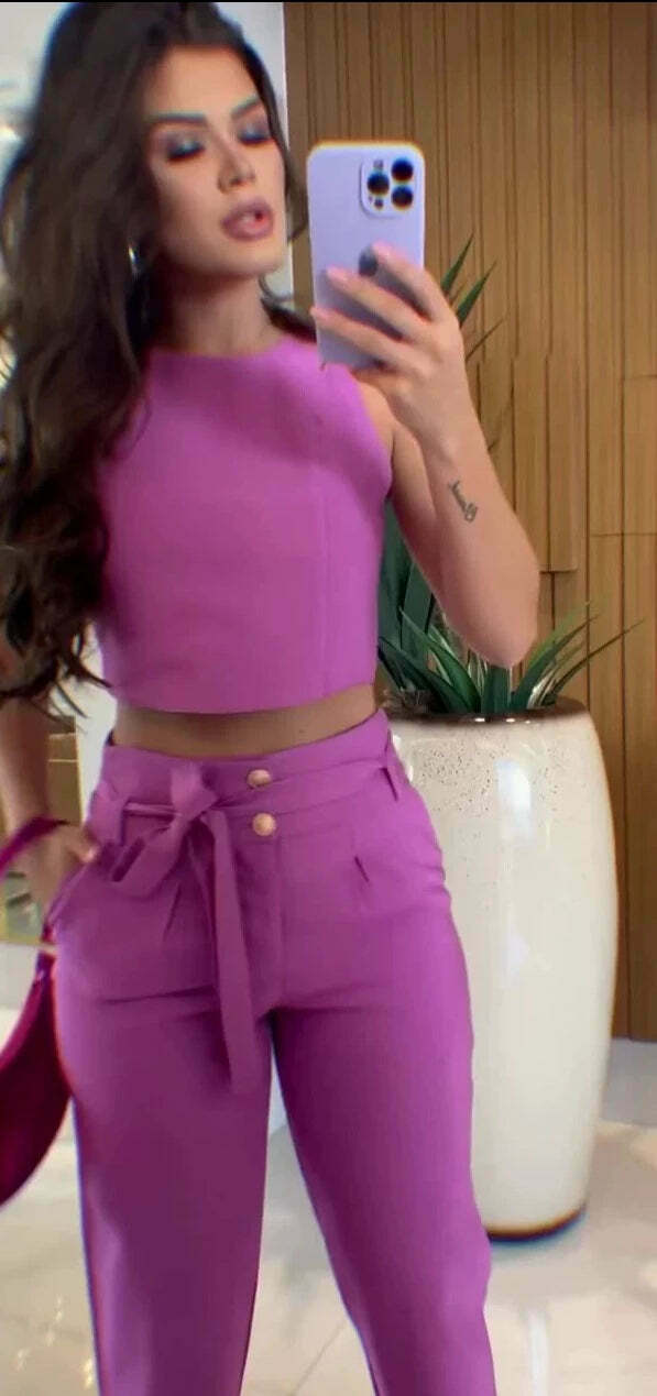 Y2K Aesthetic Purple Sleeveless Vest Bodycon Suit for Women - Coquette Style Grunge Fashion