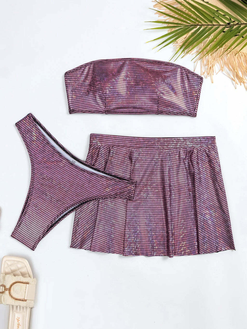 Y2K Aesthetic Purple Three-Piece Bikini for Niche Women Fashion Y2K Aesthetic Purple Three-Piece Bikini for Niche Women Fashion