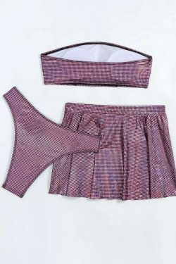 Y2K Aesthetic Purple Three-Piece Bikini for Niche Women Fashion
