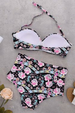 Y2K Aesthetic Push Up High Waist Printed Bikini Set - Coquette Fashion Swimwear
