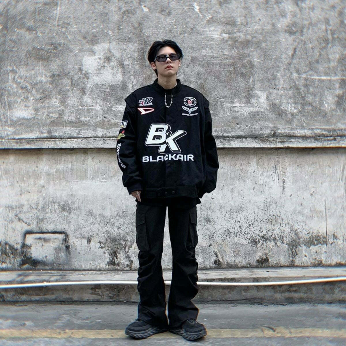 Y2K Aesthetic Racing Jacket by BLACK AIR x MADE EXTREME - Coquette Style Grunge Fashion for Women