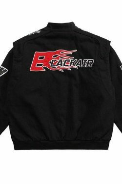 Y2K Aesthetic Racing Jacket by BLACK AIR x MADE EXTREME - Coquette Style Grunge Fashion for Women