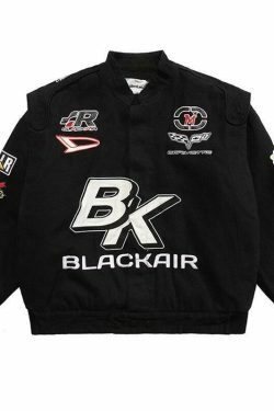 Y2K Aesthetic Racing Jacket by BLACK AIR x MADE EXTREME - Coquette Style Grunge Fashion for Women