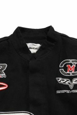 Y2K Aesthetic Racing Jacket by BLACK AIR x MADE EXTREME - Coquette Style Grunge Fashion for Women