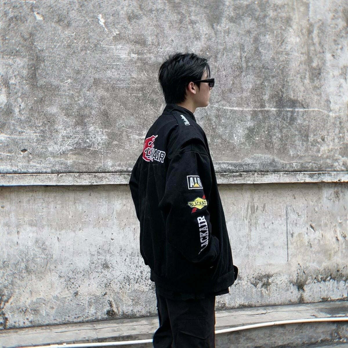 Y2K Aesthetic Racing Jacket by BLACK AIR x MADE EXTREME - Coquette Style Grunge Fashion for Women