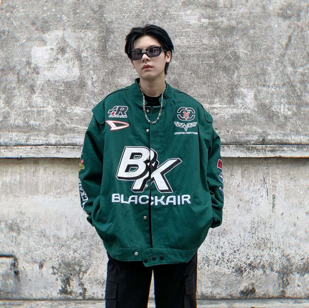 Y2K Aesthetic Racing Jacket by BLACK AIR x MADE EXTREME - Coquette Style Grunge Fashion for Women