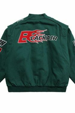 Y2K Aesthetic Racing Jacket by BLACK AIR x MADE EXTREME - Coquette Style Grunge Fashion for Women