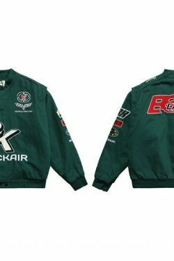 Y2K Aesthetic Racing Jacket by BLACK AIR x MADE EXTREME - Coquette Style Grunge Fashion for Women