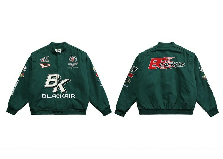 Y2K Aesthetic Racing Jacket by BLACK AIR x MADE EXTREME - Coquette Style Grunge Fashion for Women