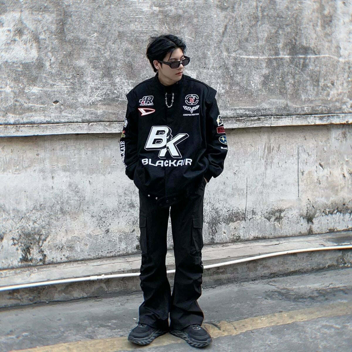 Y2K Aesthetic Racing Jacket by BLACK AIR x MADE EXTREME - Coquette Style Grunge Fashion for Women