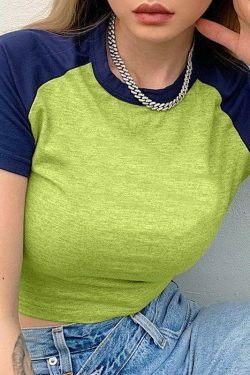 Y2K Aesthetic Raglan Sleeve Baby Crop Top - Coquette Style for Women