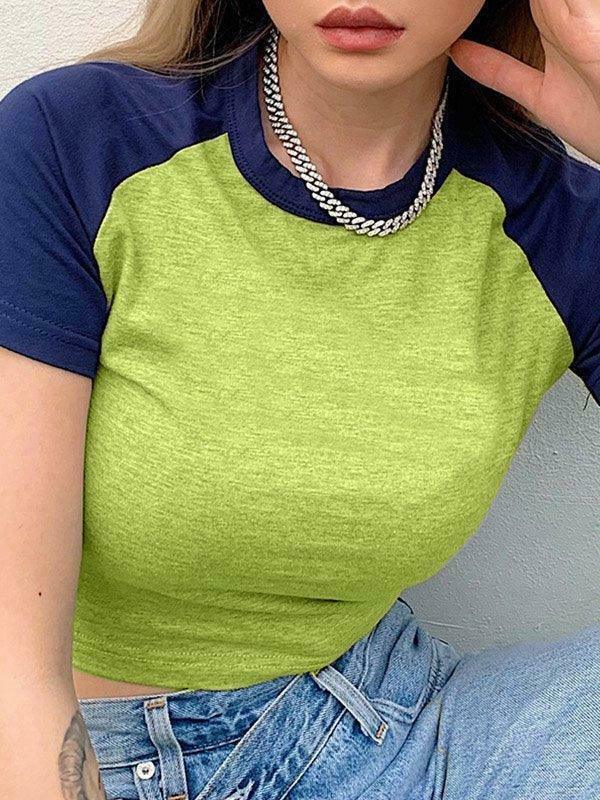 Y2K Aesthetic Raglan Sleeve Baby Crop Top - Coquette Style for Women