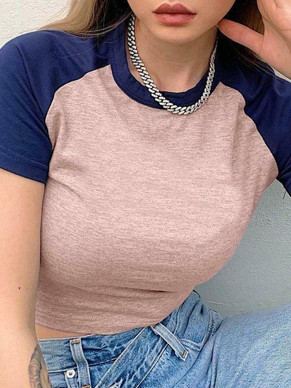 Y2K Aesthetic Raglan Sleeve Baby Crop Top - Coquette Style for Women