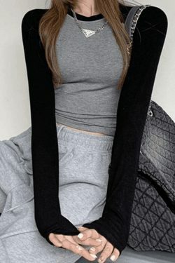 Y2K Aesthetic Raglan Sleeve Rib Crop Top for Women - Coquette & Grunge Style Fashion