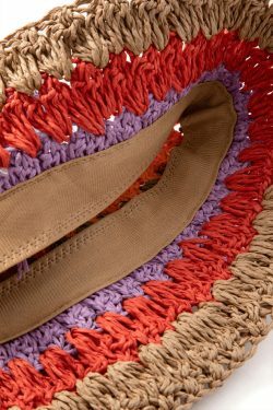 Y2K Aesthetic Rainbow Straw Bucket Hat - Coquette Fashion with Grunge & Cottagecore Vibes