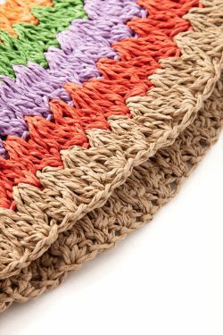 Y2K Aesthetic Rainbow Straw Bucket Hat - Coquette Fashion with Grunge & Cottagecore Vibes