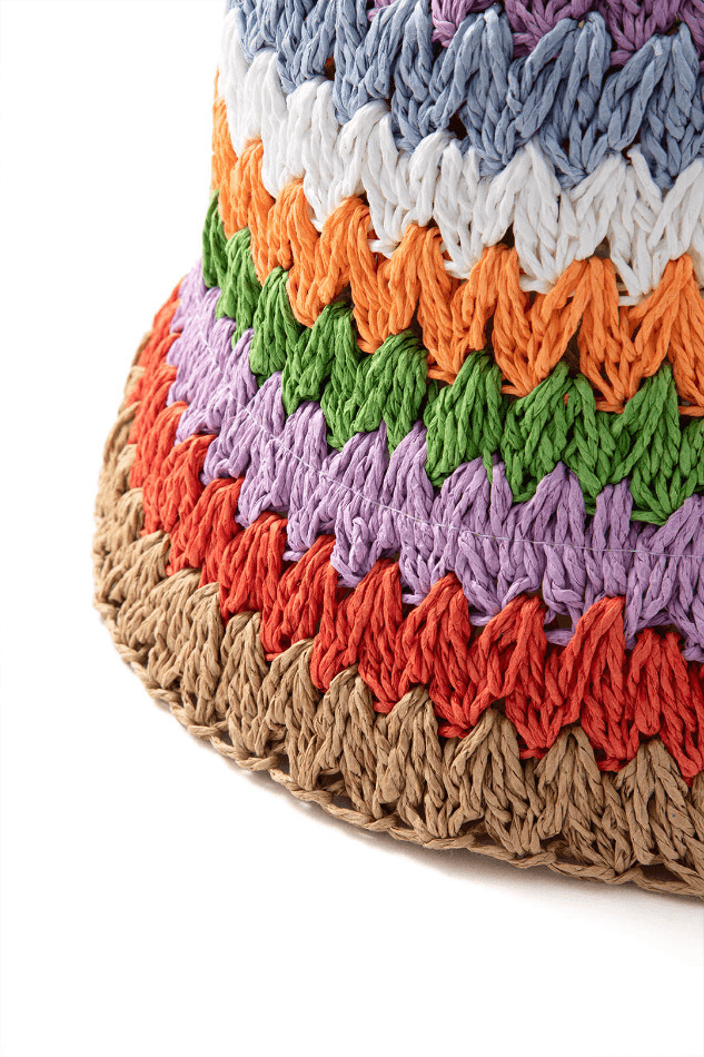 Y2K Aesthetic Rainbow Straw Bucket Hat - Coquette Fashion with Grunge & Cottagecore Vibes