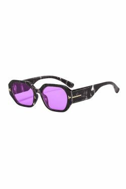 Y2K Aesthetic Rectangle Frame Sunglasses for Women - Coquette, Grunge, Pastel Goth Fashion