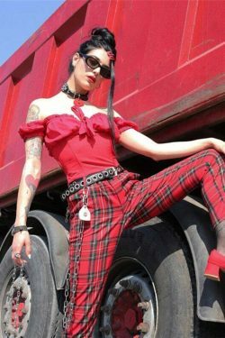Y2K Aesthetic Red Plaid Cargo Skirt - Coquette Grunge Fashion for Women