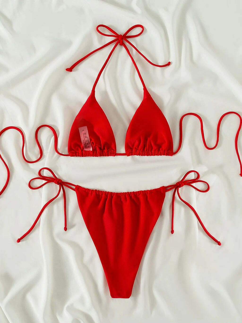 Y2K Aesthetic Red Sexy Two-Piece Bikini - Retro Style Swimwear for Women