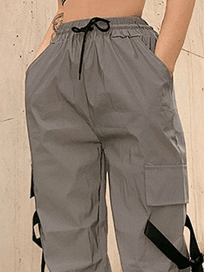 Y2K Aesthetic Reflective Parachute Cargo Pants - Coquette Grunge Style for Women Y2K Aesthetic Reflective Parachute Cargo Pants - Coquette Grunge Style for Women