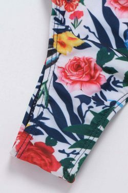 Y2K Aesthetic Retro Double Straps Criss Cross Backless Printed Bikinis Swimwear