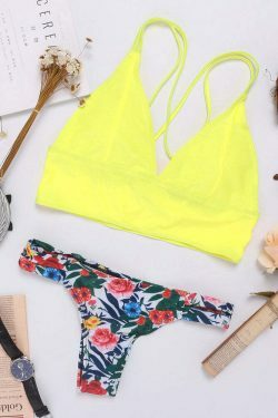 Y2K Aesthetic Retro Double Straps Criss Cross Backless Printed Bikinis Swimwear