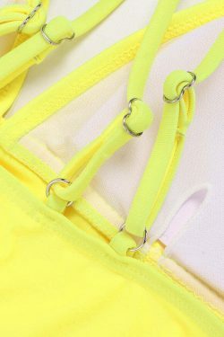 Y2K Aesthetic Retro Double Straps Criss Cross Backless Printed Bikinis Swimwear