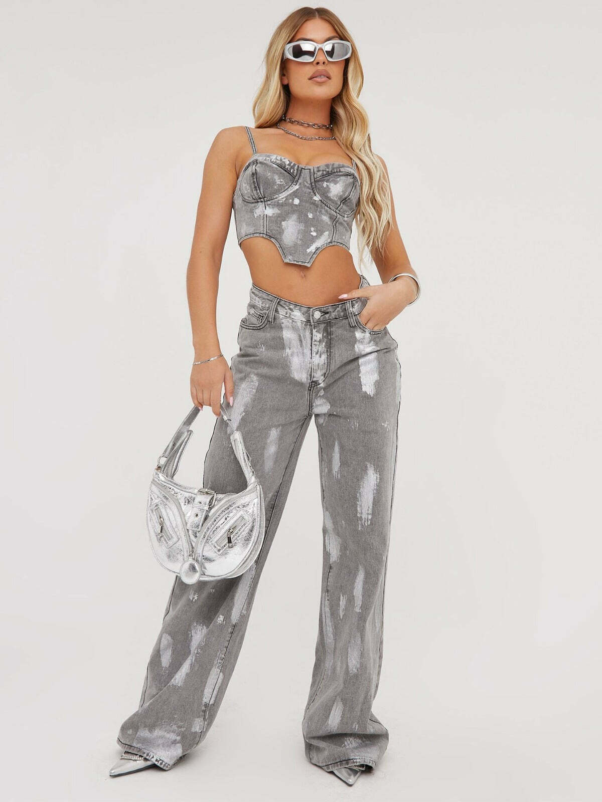 Y2K Aesthetic Retro Jeans Loose Straight Two-Piece Set for Niche Women Fashion Y2K Aesthetic Retro Jeans Loose Straight Two-Piece Set for Niche Women Fashion