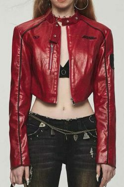 Y2K Aesthetic Retro PU Leather Jacket for Women - Vintage American Style Motorcycle Fashion