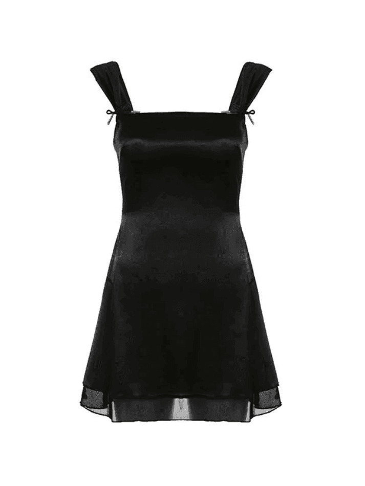 Y2K Aesthetic Reversible Sleeveless Black Mini Dress for Women - Coquette Style Grunge Fashion