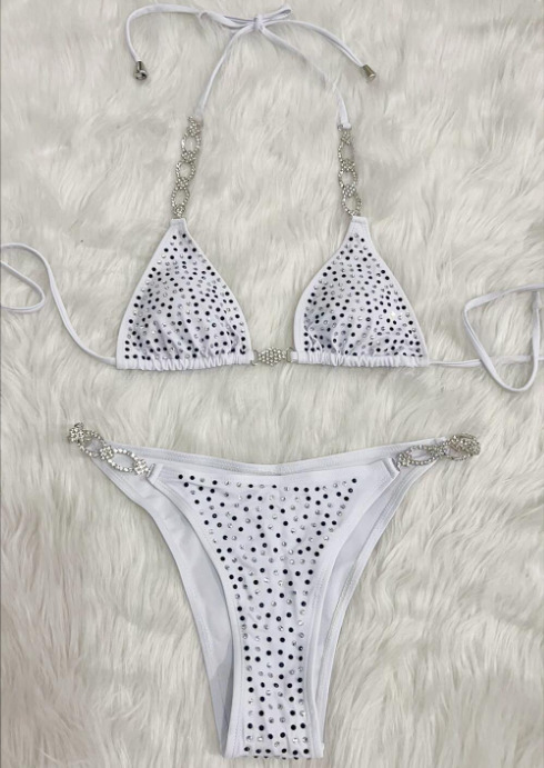 Y2K Aesthetic Rhinestone Split Swimsuit - Coquette Fashion with Grunge & Pastel Goth Vibes