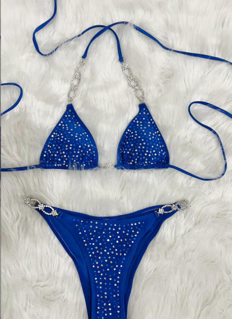 Y2K Aesthetic Rhinestone Split Swimsuit - Coquette Fashion with Grunge & Pastel Goth Vibes