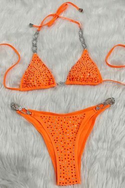 Y2K Aesthetic Rhinestone Split Swimsuit - Coquette Fashion with Grunge & Pastel Goth Vibes