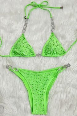 Y2K Aesthetic Rhinestone Split Swimsuit - Coquette Fashion with Grunge & Pastel Goth Vibes