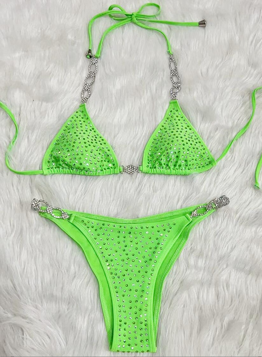 Y2K Aesthetic Rhinestone Split Swimsuit - Coquette Fashion with Grunge & Pastel Goth Vibes