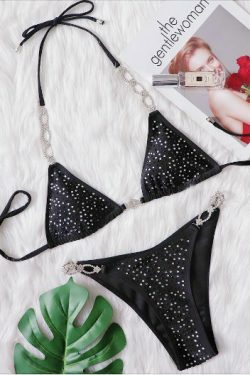 Y2K Aesthetic Rhinestone Split Swimsuit - Coquette Fashion with Grunge & Pastel Goth Vibes