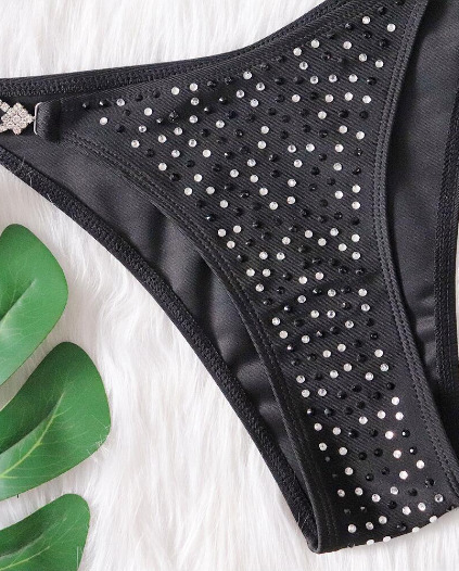 Y2K Aesthetic Rhinestone Split Swimsuit - Coquette Fashion with Grunge & Pastel Goth Vibes