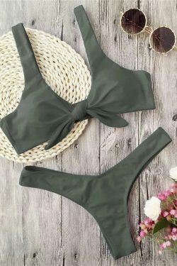 Y2K Aesthetic Ribbed Knot Bandeau Bikini Set - Coquette Style, Grunge Fashion, Cute Tops