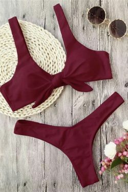 Y2K Aesthetic Ribbed Knot Bandeau Bikini Set - Coquette Style, Grunge Fashion, Cute Tops