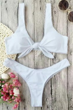 Y2K Aesthetic Ribbed Knot Bandeau Bikini Set - Coquette Style, Grunge Fashion, Cute Tops